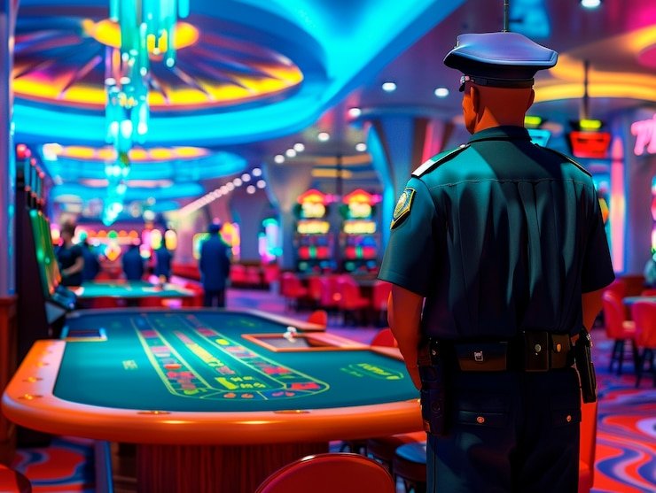 Meja Sic Bo Hacksaw Gaming dengan dadu transparan dan papan taruhan jelas di virusjp